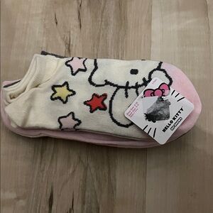 Hello Kitty Cream and Pink Star Socks 5 pairs